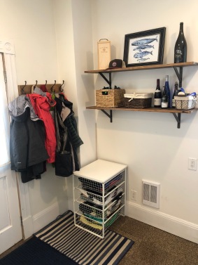 With the shelves and coat rack up.